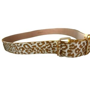 Vanessa Bruno Women's Leopard Print Belt Metallic Silver Brown EUC 37"